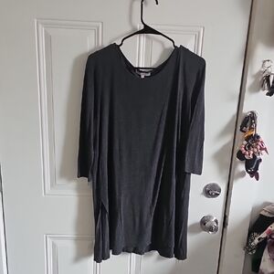 Joan Vass Dark Charcoal Scoop-Neck Tunic